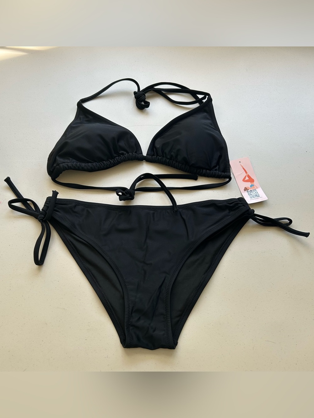 Charmo Bikini Set Black Large Triangle Top New Swimwear